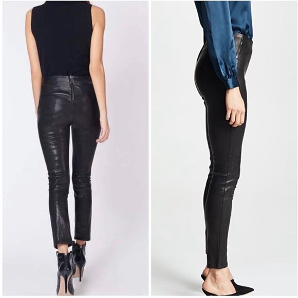 Veronica Beard Indy Lamb leather Black Leggings - Picture 11 of 11